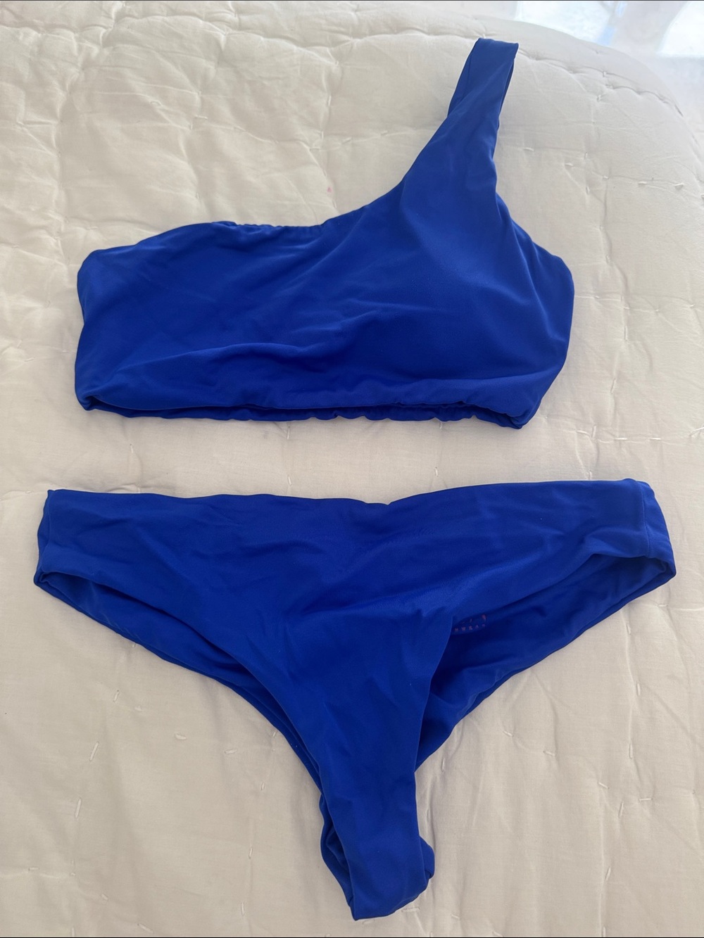 One-Shoulder Royal Blue Women's Bikini Set